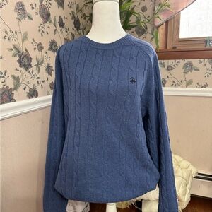 Brooks Brothers Italian Merino Wool cable-knit crewneck sweater.